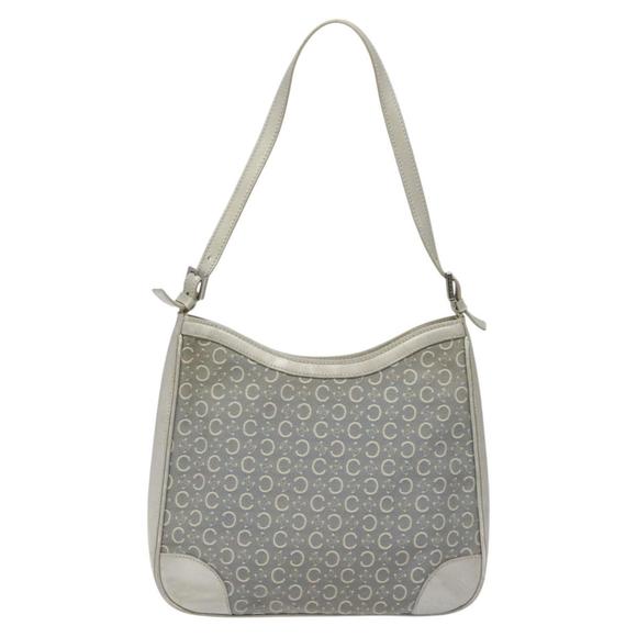CELINE C Macadam Canvas Shoulder Bag Gray Auth JB071